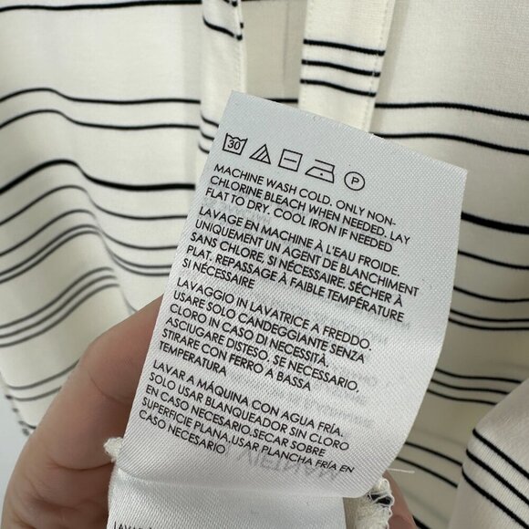 Club Monaco Striped Square Neck Knit Midi Dress Ivory Egret Black Large - Picture 9 of 11